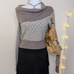 Bebe Brown and Cream Knit Sweater